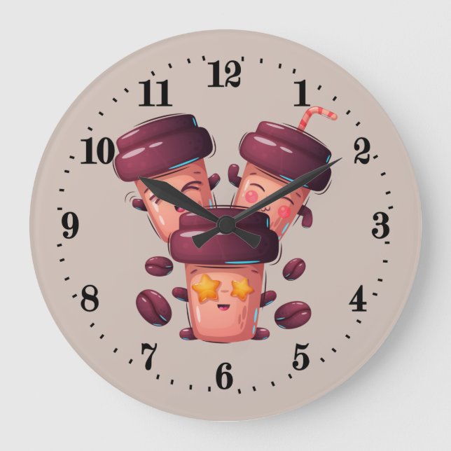 Söt kök,affekaffär Large Clock Stor Klocka (Framsida)