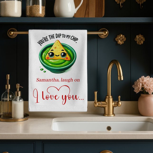 Söt kökshandduk för Alla hjärtans dag med roliga m (Cute Valentine Kitchen Towel Funny Food Quotes)