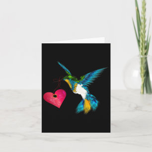 Söt kolibri med hjärta Fågelälskare Designkonst Kort