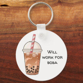 Söt kommer jobba för Boba Rolig Boba-Te kärlek Nyckelring