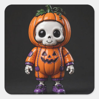 Söt konstleksakett skelett Halloween-design Fyrkantigt Klistermärke
