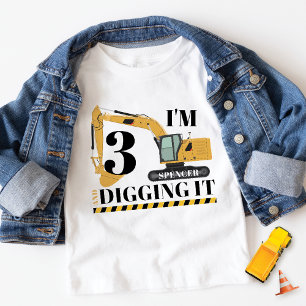 Söt Konstruktionsgrävmaskin Lastbil 3-års Födelsed T Shirt