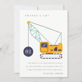 Söt konstruktionskranfordon födelsedag för alla ål tack kort