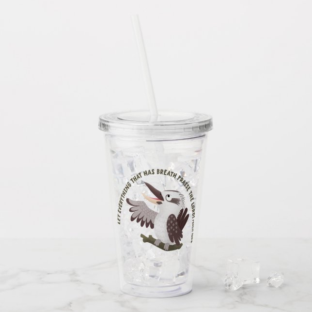 Söt kookaburra prisa Herren bibelvers Take Away Mugg (Framsida Ice)