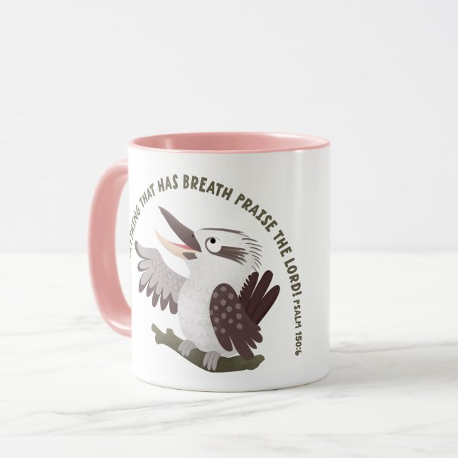 Söt kookaburra prisar Herren bibelvers Mugg (Framsida vänster)