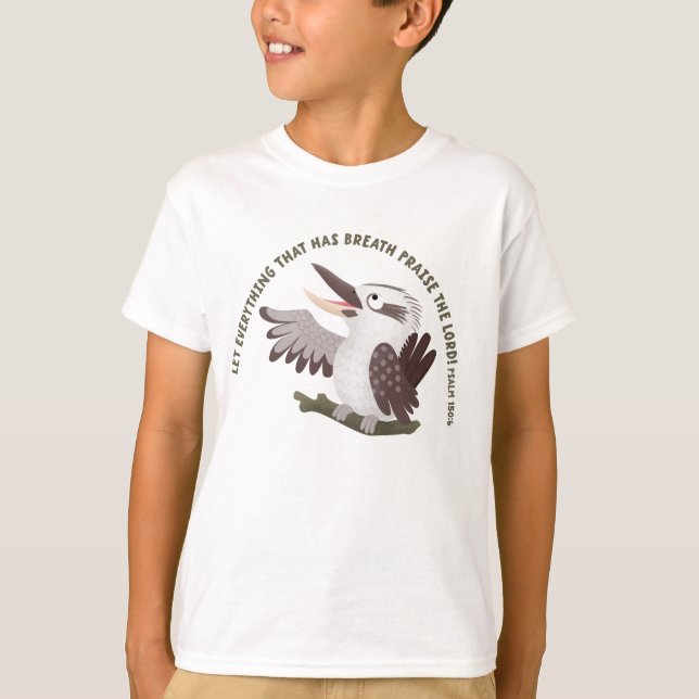 Söt kookaburra prisar Herren bibelvers T Shirt (Framsida)