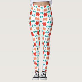 Söt korallbjörn blommönster leggings