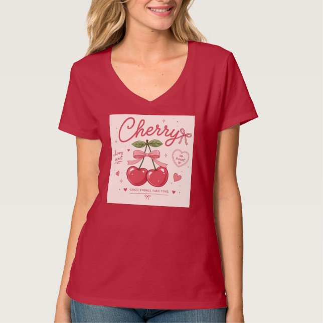 Söt körsbär  t shirt (Framsida)