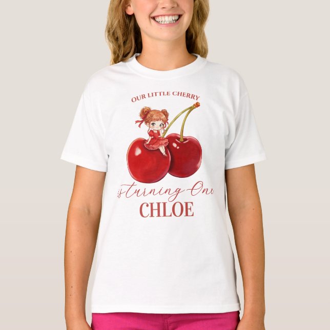 Söt Körsbärs Coquette Band Födelsedag Rosa Flicka T Shirt (Framsida)