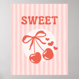 Söt Körsbärs Coquette Rosa Randig Flickplanscher Poster