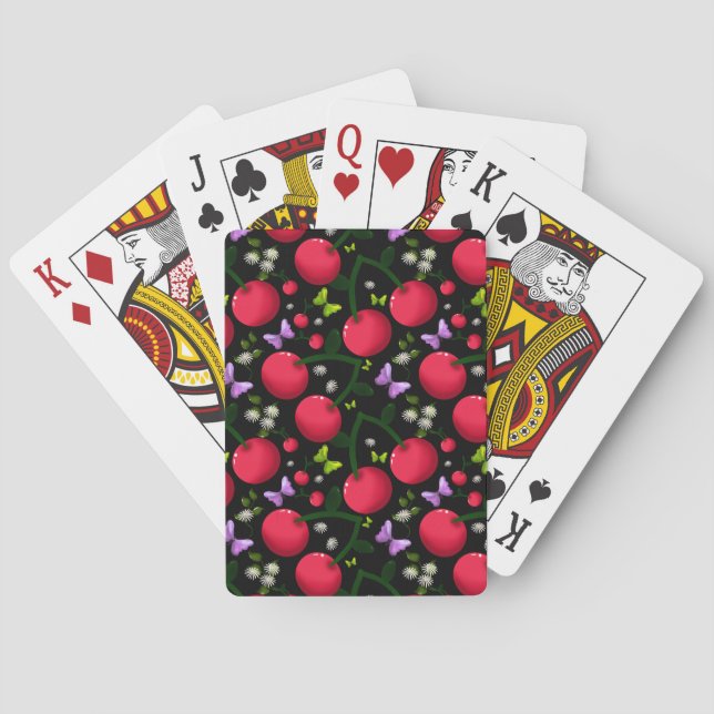 Söt Körsbärs Fjärilsmönster, Blank Kawaii Frukt Casinokort (Baksidan)