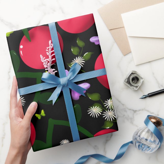 Söt Körsbärs Fjärilsmönster, Blank Kawaii Frukt Presentpapper (Gifting)