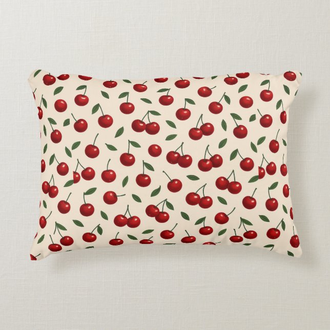 🍒✨Söt Körsbärs Minimalistiska Kollektion Prydnadskudde (Framsidan)