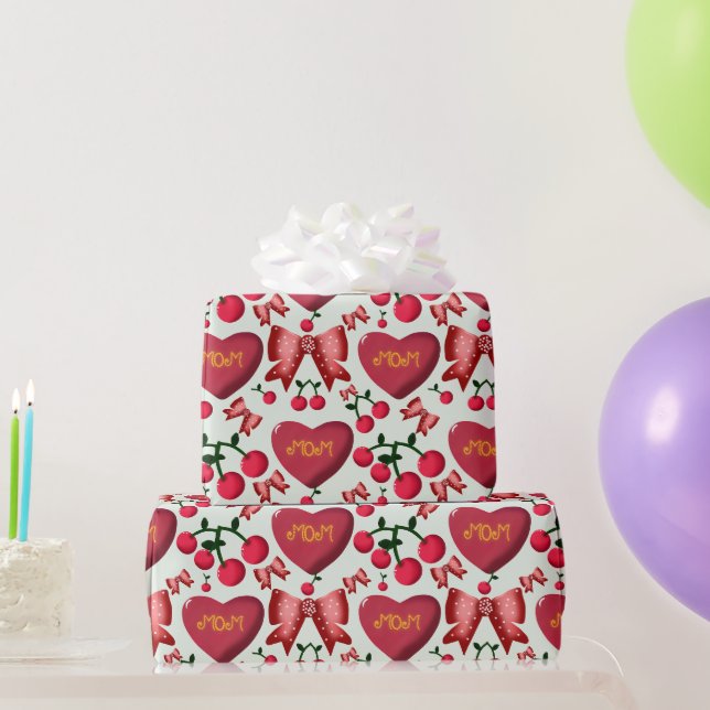 Söt Körsbärsbåge Mamma Mönster Mors Dag Estetik Presentpapper (Festgåvor)