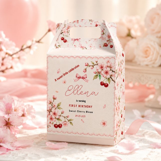 Söt Körsbärsblom 1-års födelsedagsfest för flicka Presentaskar (Sweet Cherry Blossom 1st Birthday girl Party Favor Boxes
)