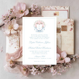 Söt körsbärsblomkrone-monogram | Monogrambröllop Inbjudningar