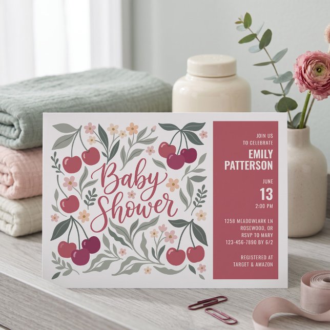 Söt Körsbärsblomma Bebis Shower Inbjudningar (Skapare uppladdad)