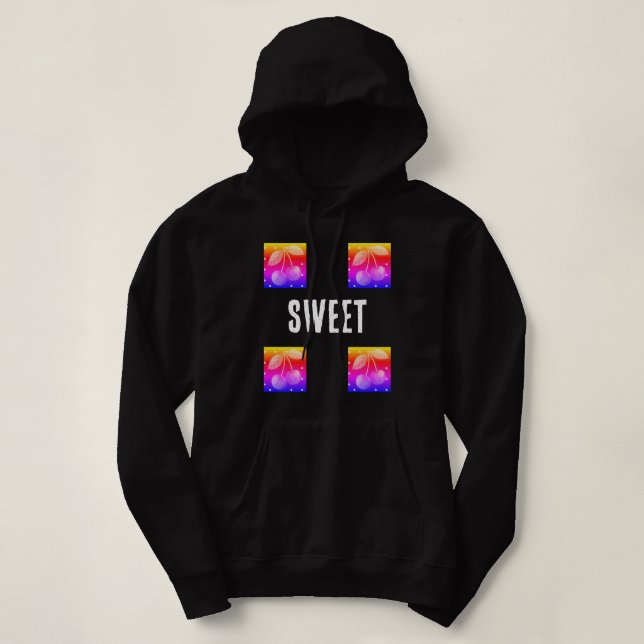 Söt Körsbärsgradient Svart Tröja (Design framsida)
