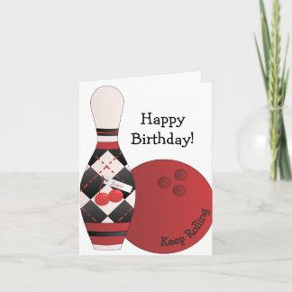 Söt körsbärsröd Argyle bowlingdesign Kort