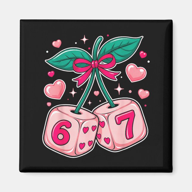 Söt körsbelsdessa valentin rosa kawaii 67 meme sti magnet (Framsidan)