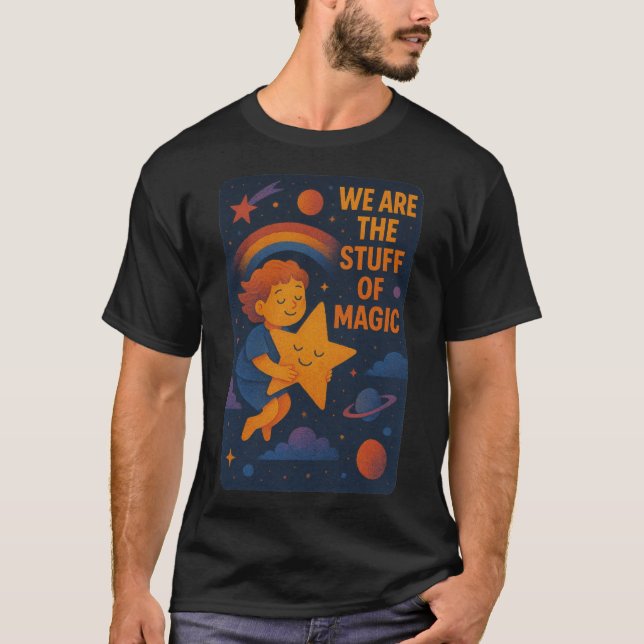 Söt Kosmisk Kid & Leende Stjärna Illustration T Shirt (Framsida)