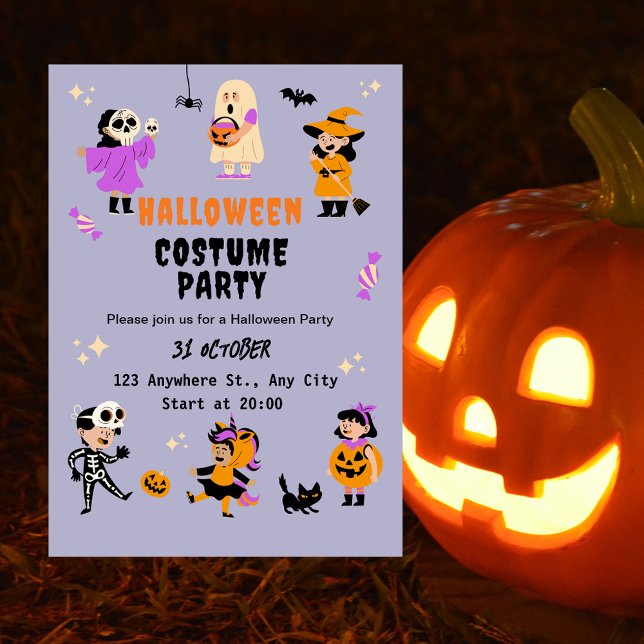 Söt kostym Halloween-fest inbjudan (Skapare uppladdad)