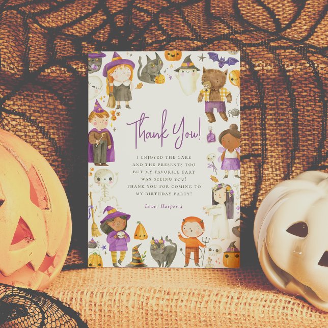 Söt Kostymfest Halloween Födelsedag Tack Kort (Skapare uppladdad)