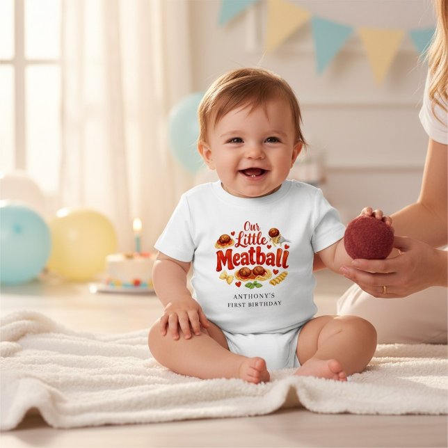 Söt köttbulle Spaghetti Baby Första födelsedag T Shirt (Skapare uppladdad)
