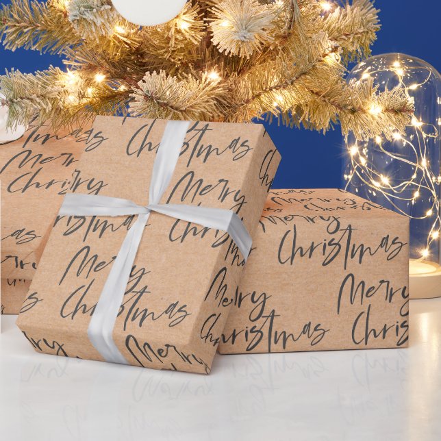 Söt kraftpapper svart script font God Jul Presentpapper (Helgdagar)