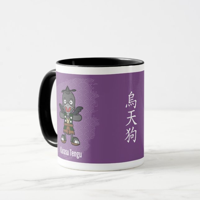 Söt Kråka Tengu Yokai- Japansk Folklore Mugg (Framsida vänster)