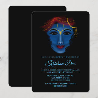 Söt Krishna-kort för födelsedag - Krishna konst Inbjudningar