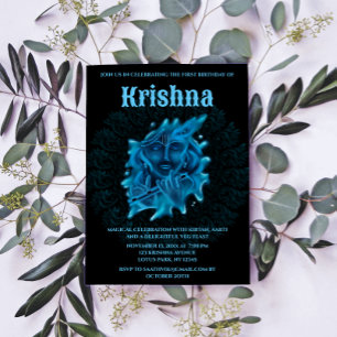 Söt Krishna-kort för födelsedag - Krishna konst Inbjudningar