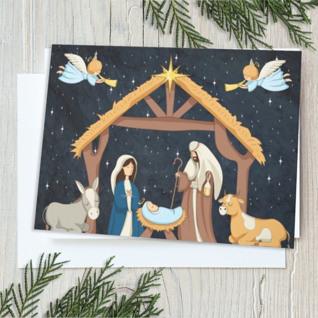 Söt kristen julkrubba jul kort (Skapare uppladdad)