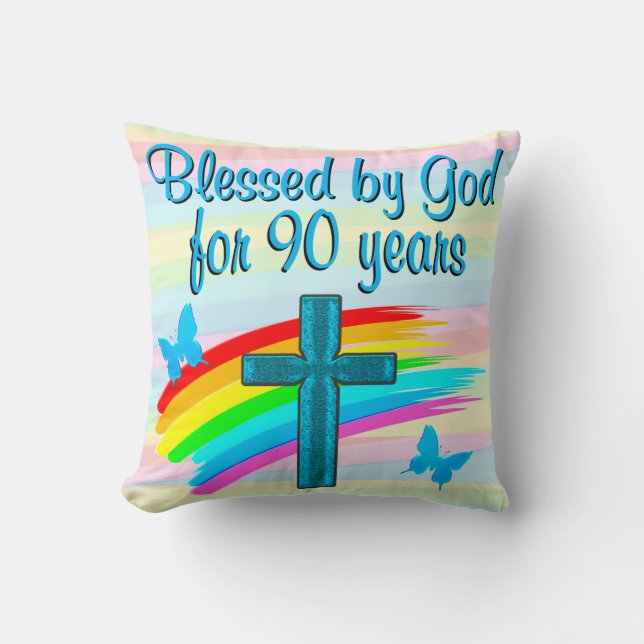 SÖT KRISTNA 90:E BIRTHDAY BLESSINGS PILLOW KUDDE (Framsida)