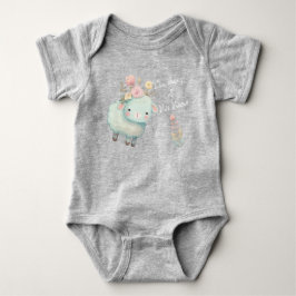 Söt Kristna Blå Lamm Blommor Personnamn T Shirt