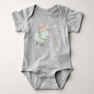 Söt Kristna Blå Lamm Blommor Personnamn T Shirt