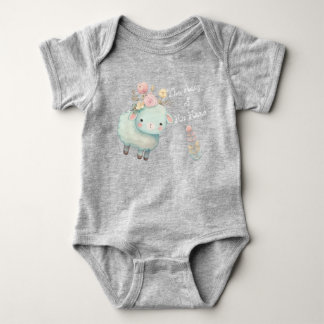 Söt Kristna Blå Lamm Blommor Personnamn T Shirt