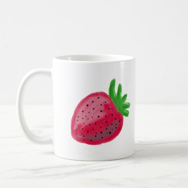 Söt kritasktextur Röd jordgubbsfrukt Kaffemugg (Vänster)