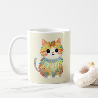 Söt kritkatt konst mugg Mjuk elfenben