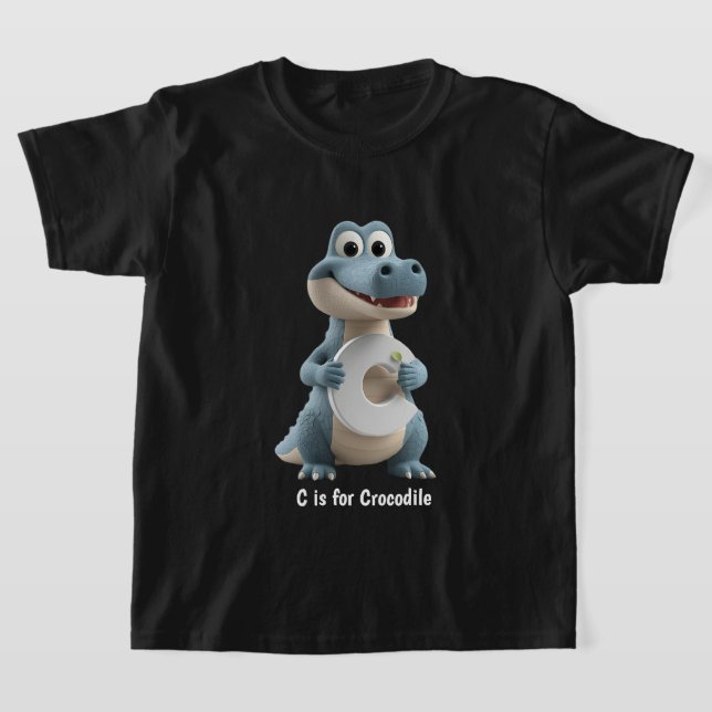 Söt Krokodil Barn T-Shirt | C är för Krokodil A (Laydown)