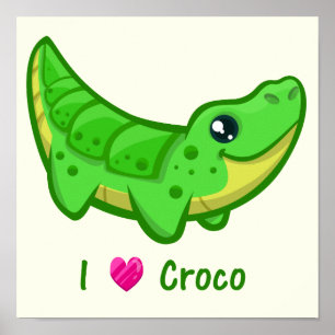 Söt krokodil kärlek kawaii tecknad baby poster