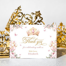 Söt Krona Princess Girl Birthday Tack för ditt kor Inbjudningar