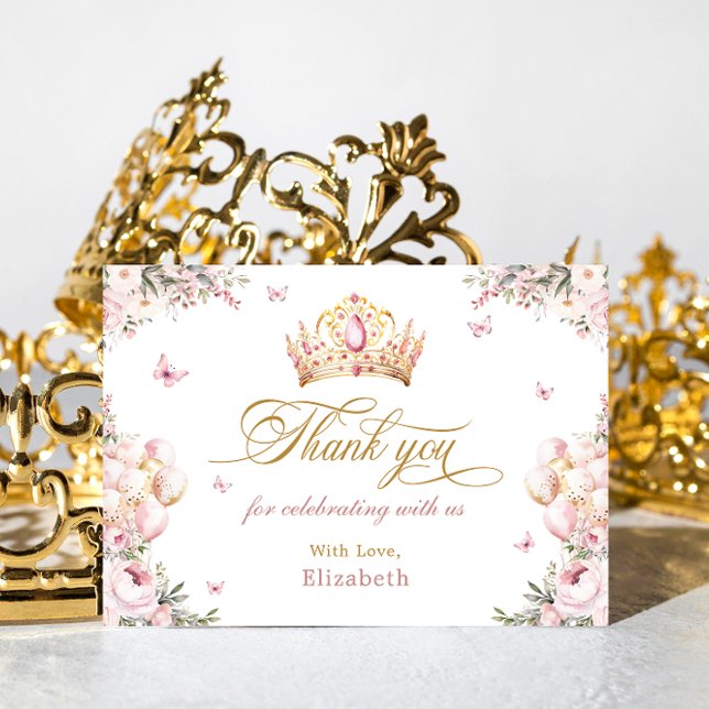 Söt Krona Princess Girl Birthday Tack för ditt kor Inbjudningar (Skapare uppladdad)