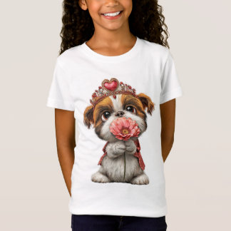 Söt Kronvalp med Blommor – Bedårande Hundälskare T Shirt