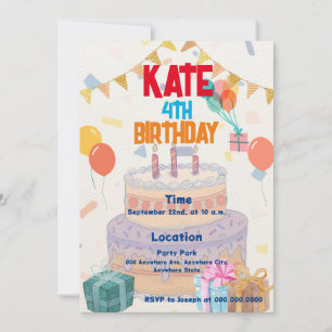 Söt kummelfärgad Party Kid Birthday-inbjudan Inbjudningar