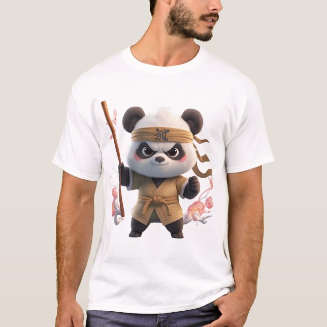 Söt Kung Fu Panda Krigare Grafik T Shirt (Framsida)