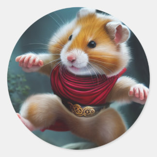söt Kungfu Hamster Runt Klistermärke
