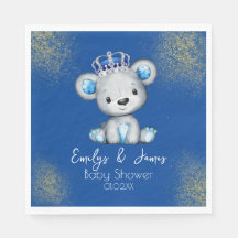 Söt kunglig blå björn pojke baby shower 
