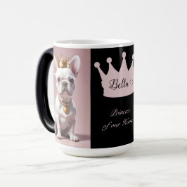 Söt kunglig prinsessa Vit fransk bulldog-krona Magisk Mugg