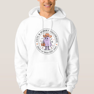 Söt kuslig cowboy-spöke Halloween bus eller bet Hoodie